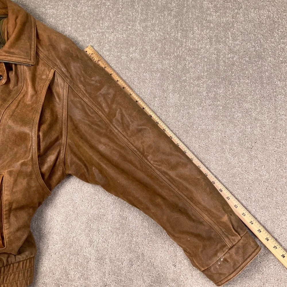 Wilsons Leather Jacket Mens 4XL Brown Thinsulate Lined Bomber Distressed Vintage